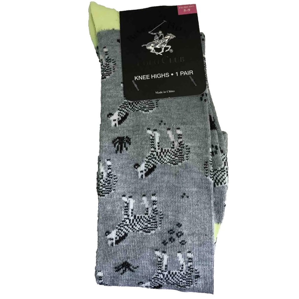 Beverly Hills POLO CLUB Zebra Novelty Printed Knee Socks Women 5-9